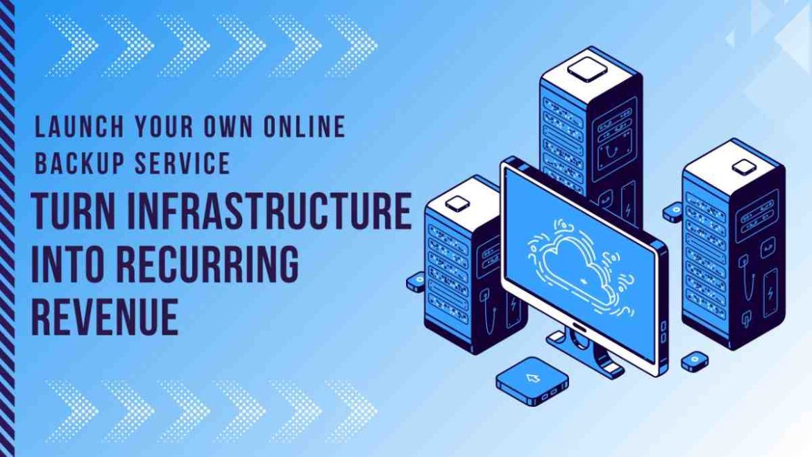 Illustration of servers and cloud backup system representing recurring revenue from online backup services