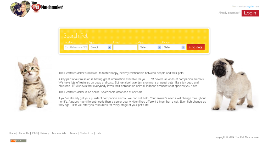 ThePetMatchMaker website screenshot